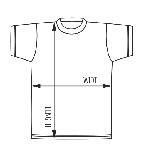 Diagram for t-shirt sizes